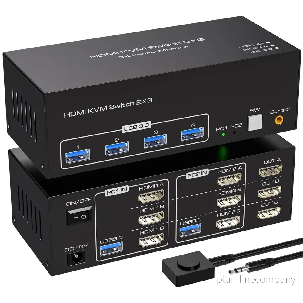 NÖRDIC HDMI 2.1 KVM-switch 2 datorer 3 skärmar 8K60Hz 4K144Hz Trippel skärm 4 USB 3.0 för 2 PC dela 3 skärmar NÖRDIC HDMI 2.1 KVM-switch 2 datorer 3 skärmar 8K60Hz 4K144Hz Trippel skärm 4 USB 3.0 för 2 PC dela 3 skärmar