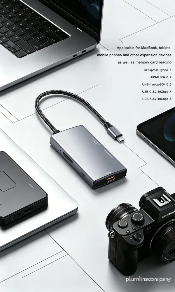 NÖRDIC USB-C 3.2 Kortläsare 1xSD 4.0, 1xMicroSD 4.0, 1xCFExpress A, 1xUSB-C 3.2 10G, 1xUSB-A 3.2 10G, UHS-II - Bild 3