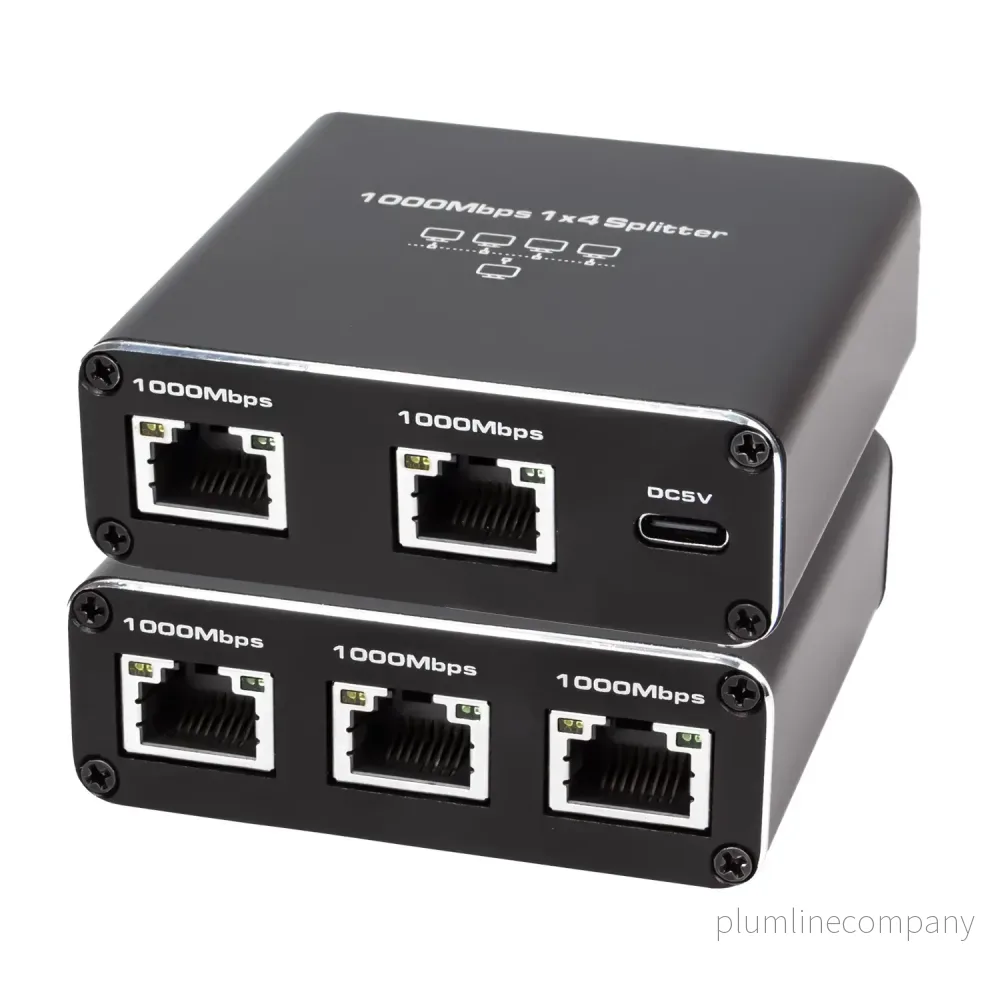 NÖRDIC LAN-splitter 1 till 4 1000 Mbps Gigabit Ethernet för dator, laptop, switch, hubb, router, digital-TV