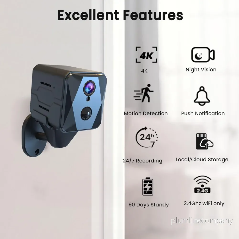 2,4GHz WiFi Mini-Kamera, 4K Trådlös Inomhus Övervakningskamera - Bild 2
