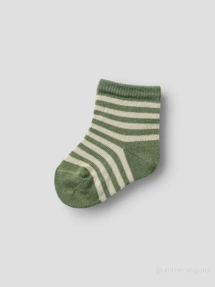 Randiga Babystrumpor i Ekologisk Bomull 3-pack - Turtledove - NBMROSSA DIR 3 PACK SOCK LIL - Bild 3