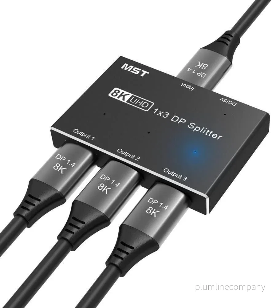 NÖRDIC Displayport splitter 1 till 3 8K30Hz 4K120Hz MST NÖRDIC Displayport splitter 1 till 3 8K30Hz 4K120Hz MST