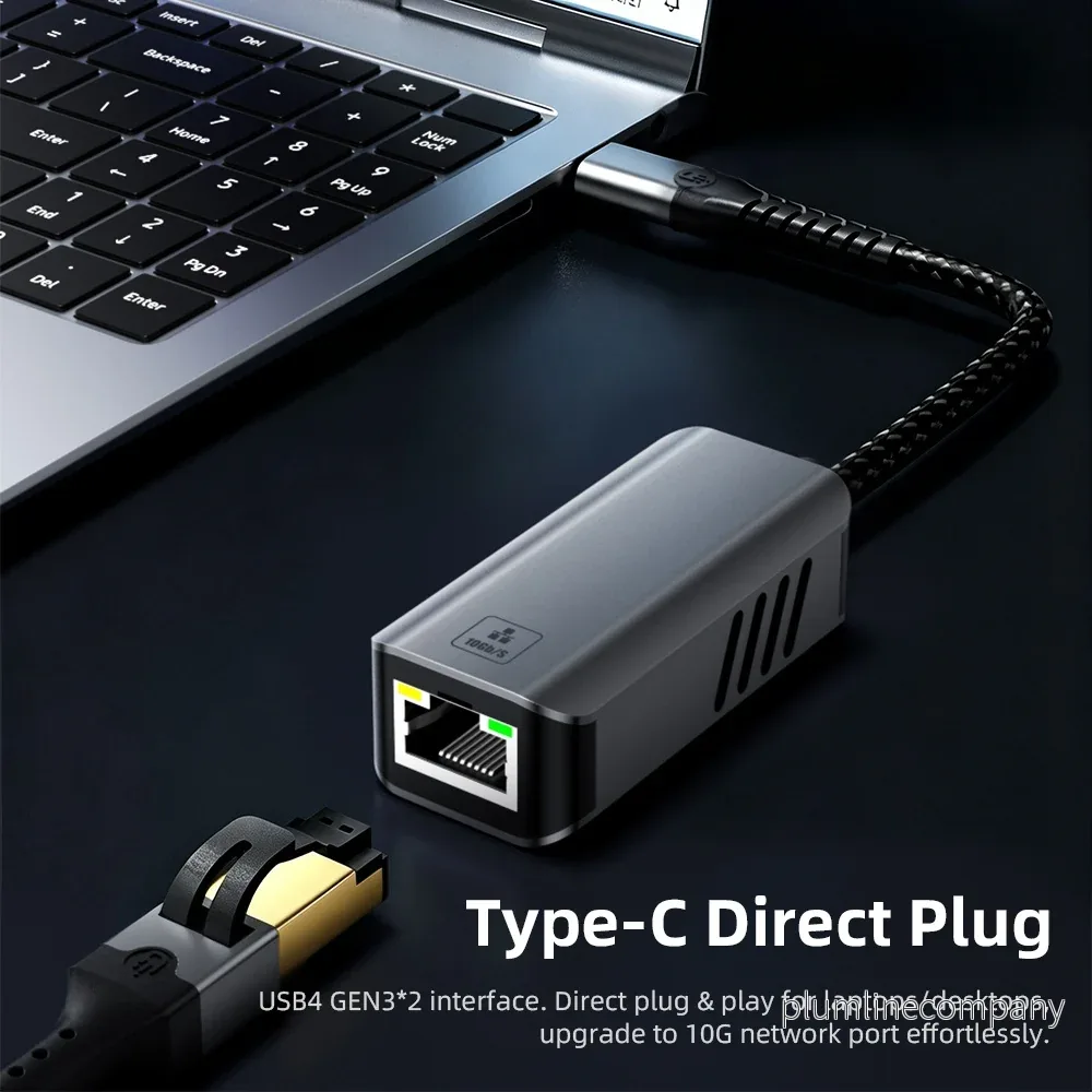 NÖRDIC USB-C till 10Gb Ethernet-adapter, 10GbE USB-C till Ethernet-adapter, kompatibel med USB4 och Thunderbolt 5/4/3, låg värmeutveckling och tyst drift - Bild 2