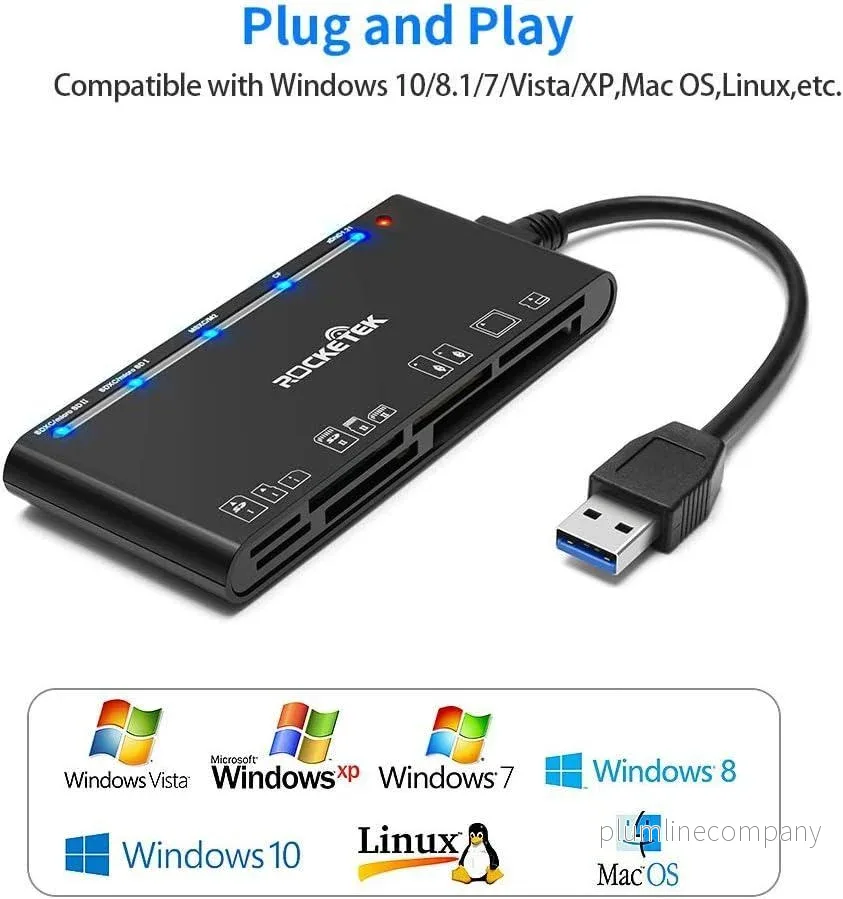 NÖRDIC USB-A Kortläsare 7 Slot 1xCF, 2xSD, 2xMicroSD, 1xMS, 1xXD UHS-I - Bild 3