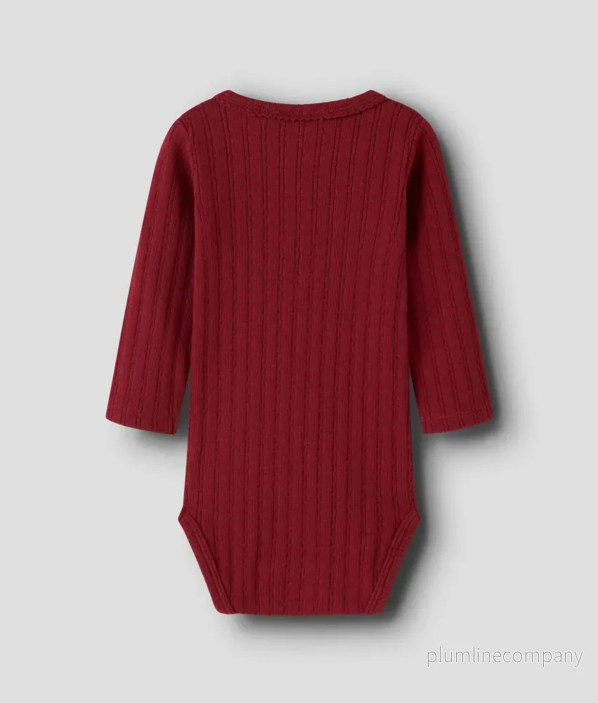 EKOLOGISK BOMULL BODY - NBFRITA SIG LS SLIM BODY LIL - RED DAHLIA - Bild 2