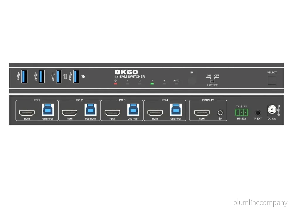 NÖRDIC HDMI 8K60Hz KVM-switch 4 till 1 Stödjer UltraWide Monitor NÖRDIC HDMI 8K60Hz KVM-switch 4 till 1 Stödjer UltraWide Monitor