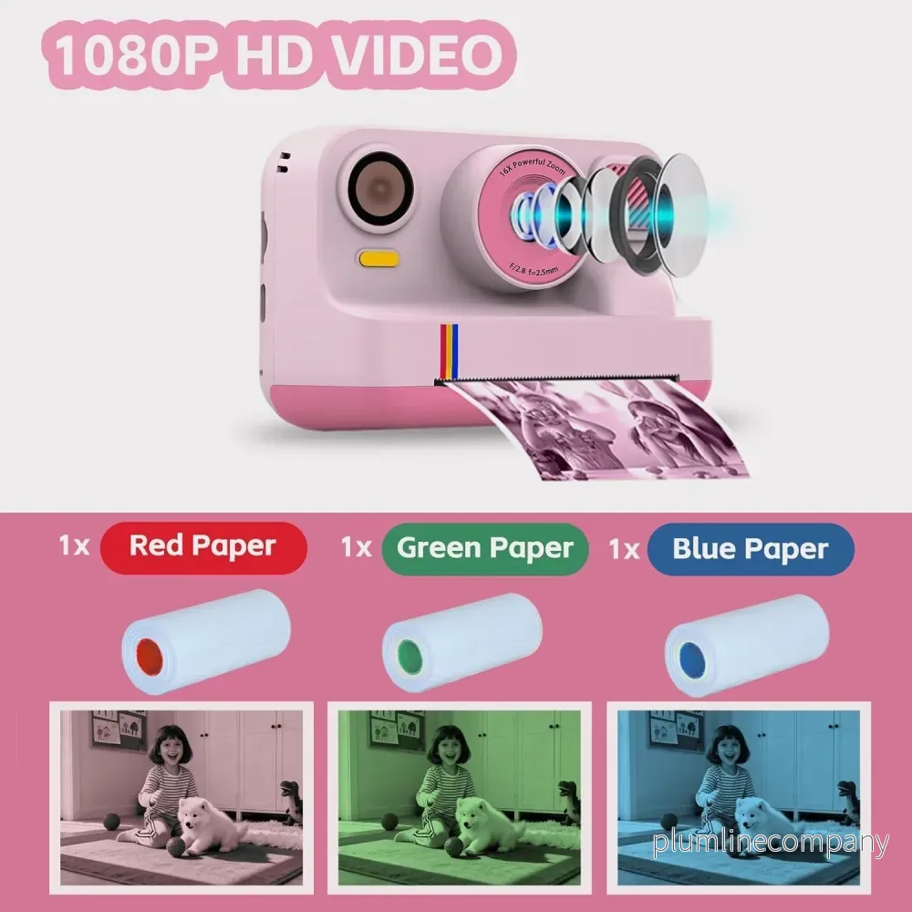 NÖRDIC 2,4" HD Instant-kamera, Mini kamera med fotoutskrift/videoinspelning, kompatibel app, Blå - Bild 3