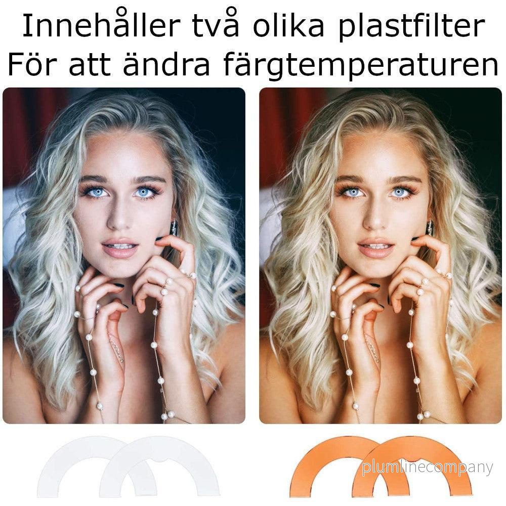 Studio LED Ringlampa selfie 48cm diameter dimbar justerbar med bredd av färger och 2m stativ Ring light - Bild 2