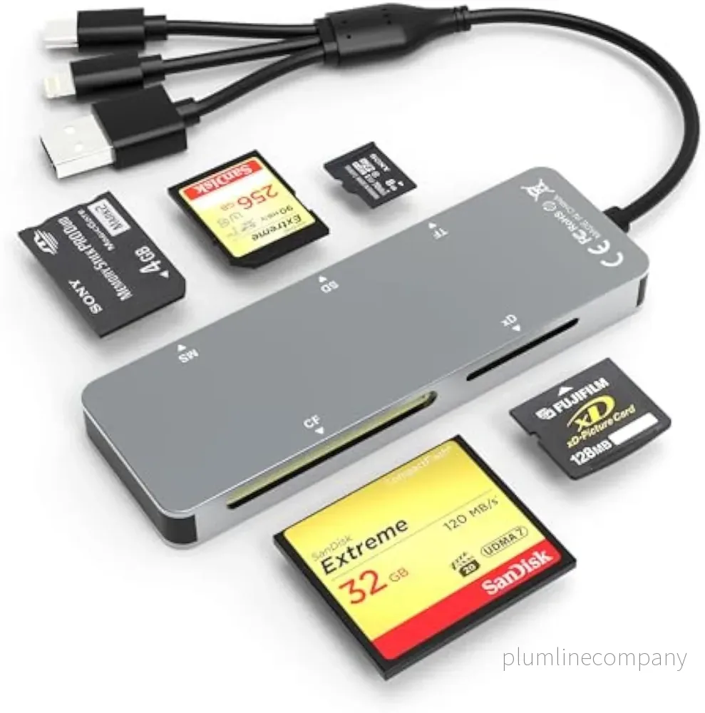 NÖRDIC USB-A, USB-C, Lightning Kortläsare 5 Slot CF, SD, MicroSD, MS, XD UHS-I NÖRDIC USB-A, USB-C, Lightning Kortläsare 5 Slot CF, SD, MicroSD, MS, XD UHS-I