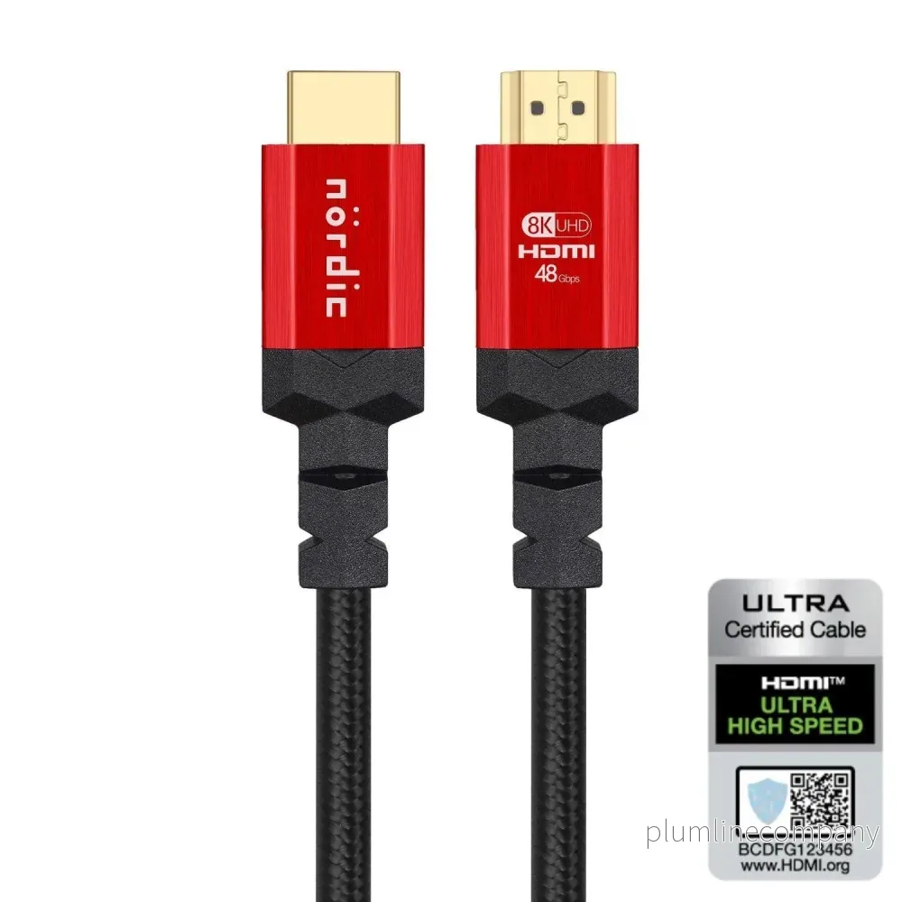 NÖRDIC CERTIFIED CABLES 50cm Ultra High Speed HDMI 2.1 8K 60Hz 4K 120Hz 48Gbps Dynamic HDR eARC VRR nylonflätad kabel guldpläterade kontakter NÖRDIC CERTIFIED CABLES 50cm Ultra High Speed HDMI 2.1 8K 60Hz 4K 120Hz 48Gbps Dynamic HDR eARC VRR nylonflätad kabel guldpläterade kontakter