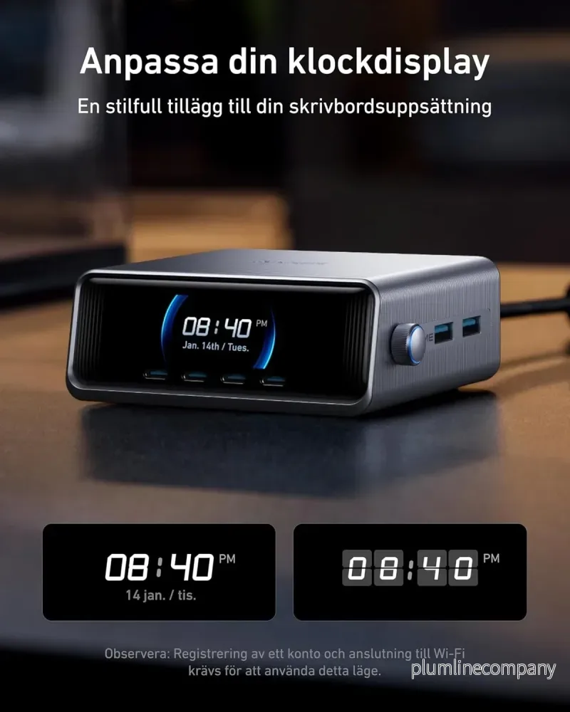Anker Prime 250 W USB-C-laddare, Ultrasnabb 6-portars GaN, 6 cm LCD-display, Smart Control-kontroller - Bild 2