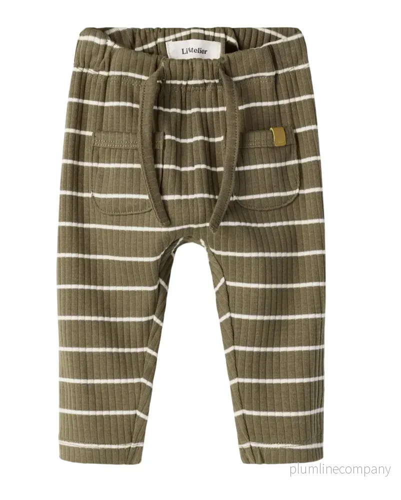 Ribbad randiga byxor - NBMKAIL REG PANT LIL NOOS - Shitake