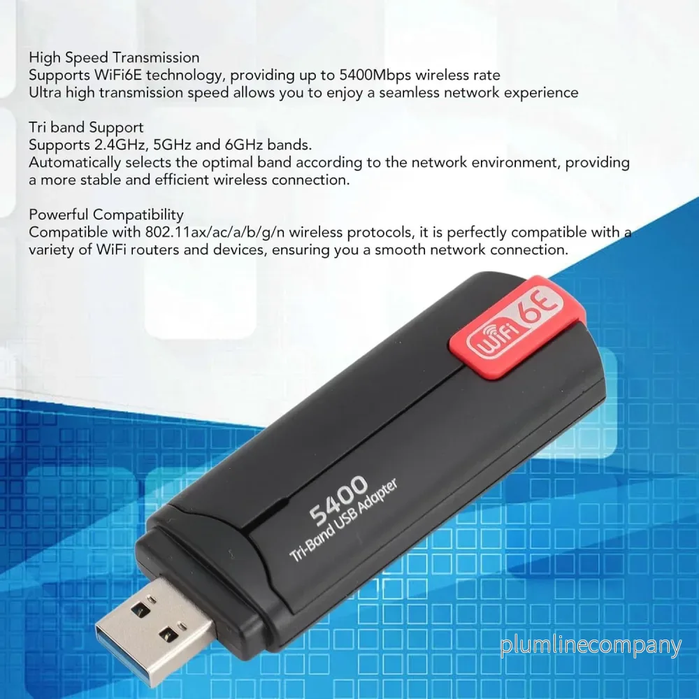 NÖRDIC USB-A WiFi-adapter, 5400 Mbps hög hastighet stabil USB3.0 trådlös nätverksadapter WiFi 6E, bärbar för stationär dator - Bild 3