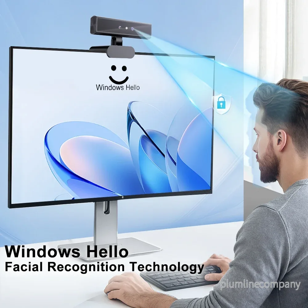 NÖRDIC Windows Hello Webbkamera 2592×1944p 30FPS 5MP med ansiktsigenkännings-teknik - Bild 2