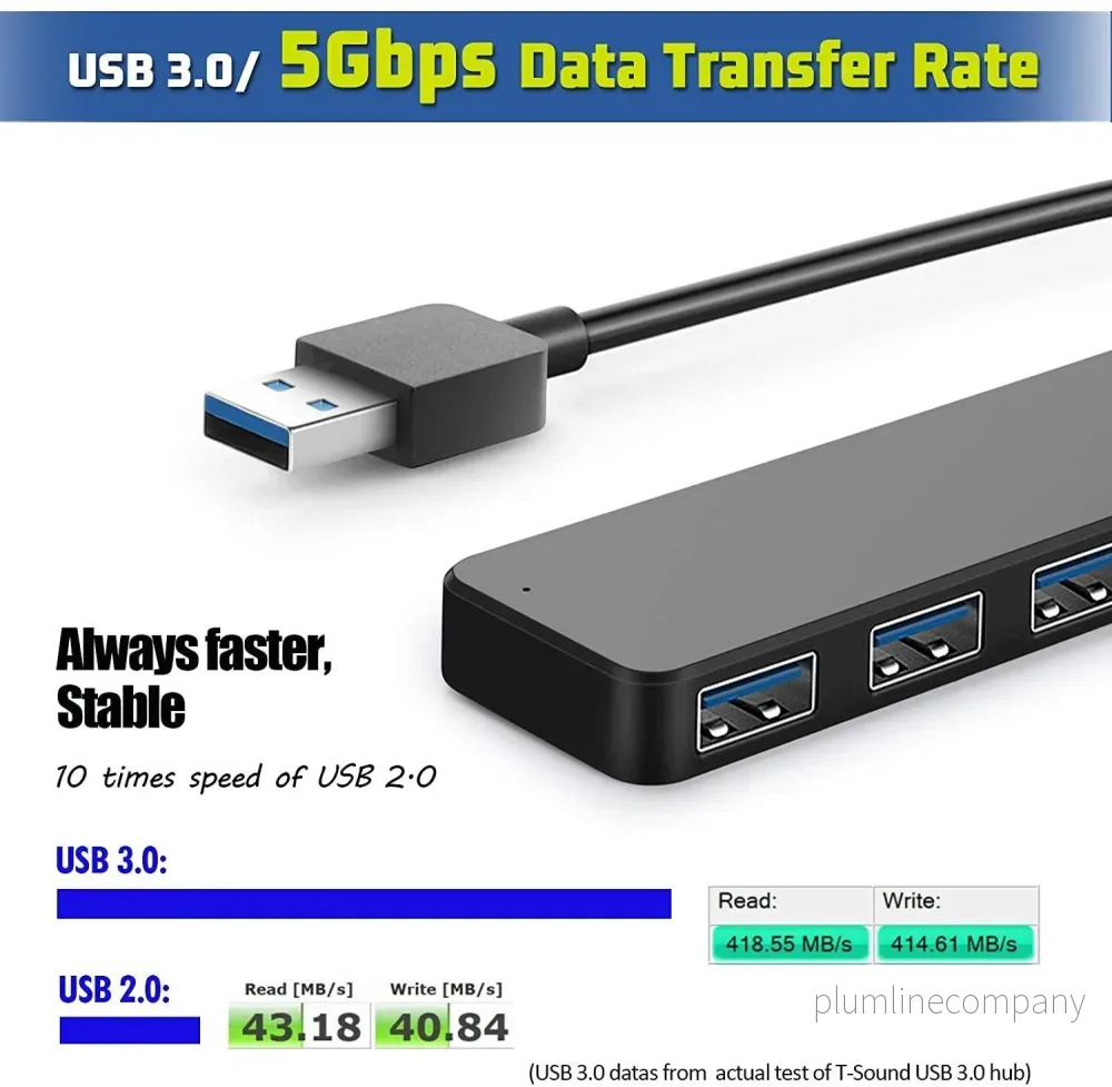 NÖRDIC USB 3.0 4port 5Gbps hubb 35cm kabel svart - Bild 2