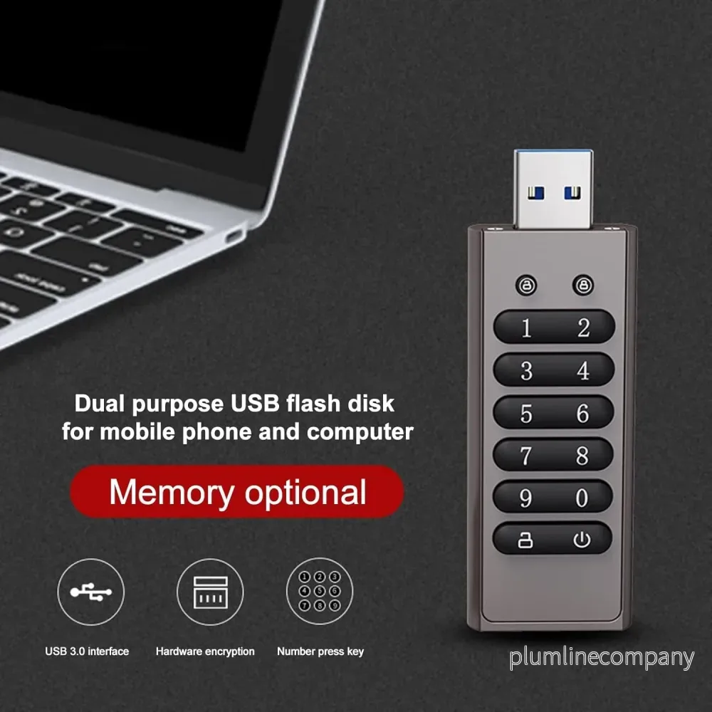 NÖRDIC Säkert krypterat USB-minne lösenordsskyddat låsande AES - 256-bitars, USB-minne 3.0 för personligt skydd 64 GB - Bild 3