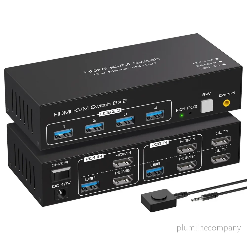 NÖRDIC KVM-switch 2 till 2 HDMI till HDMI, 8K60Hz/4K120Hz, 4x USB-A NÖRDIC KVM-switch 2 till 2 HDMI till HDMI, 8K60Hz/4K120Hz, 4x USB-A
