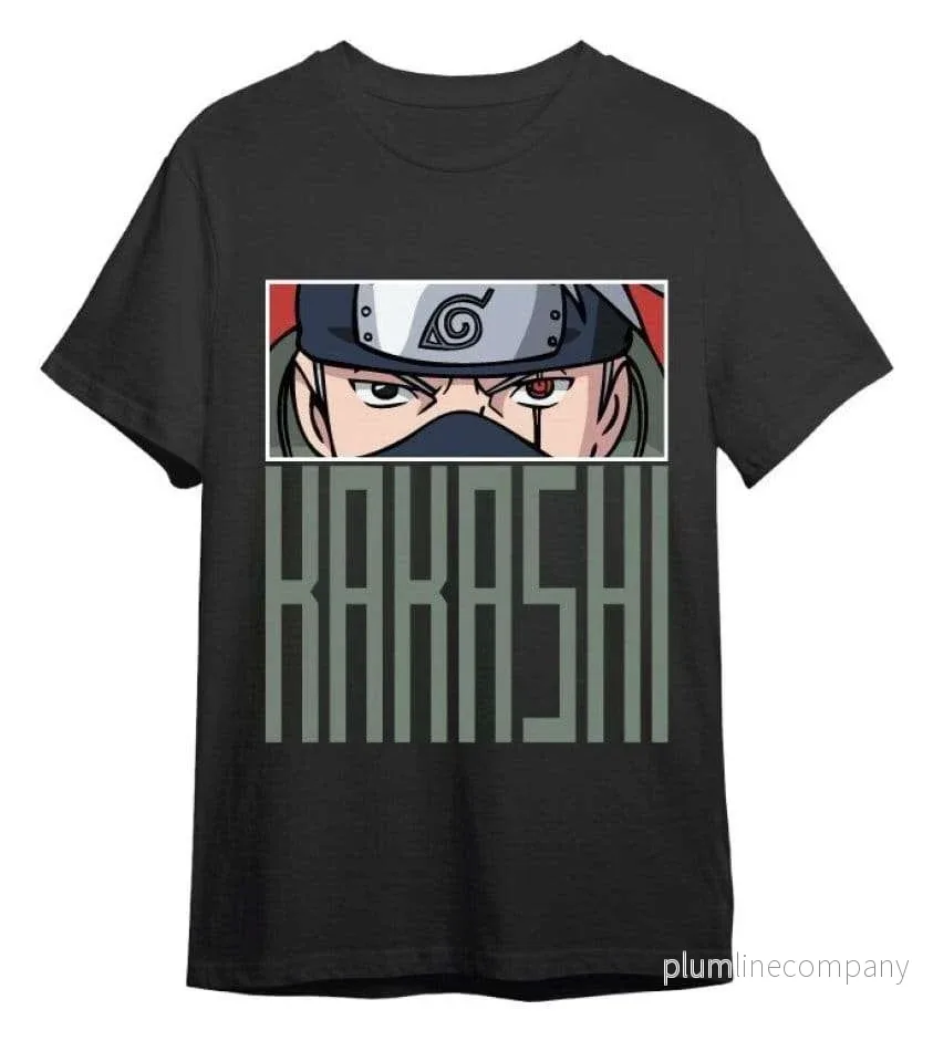 Naruto T-shirt Kakashi Eyes Svart Naruto T-shirt Kakashi Eyes Svart