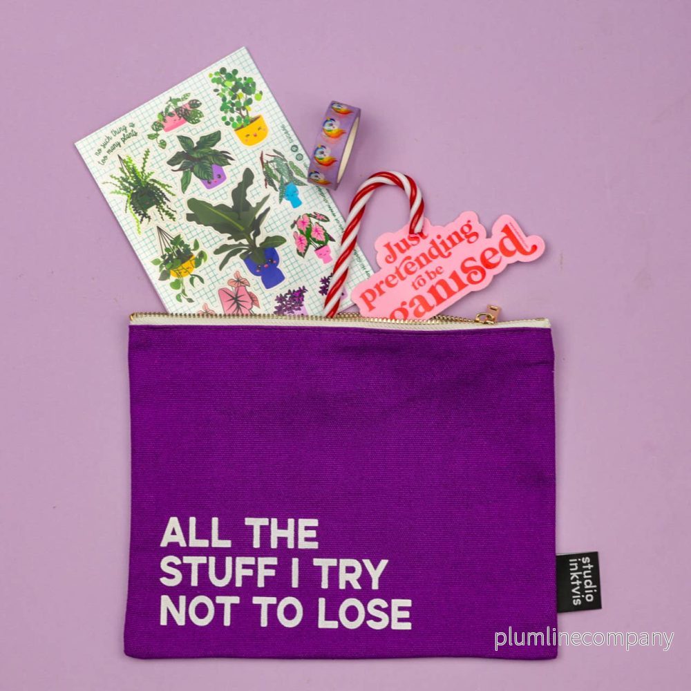 Sminkväska "All the stuff I try not to lose", lila - Bild 2