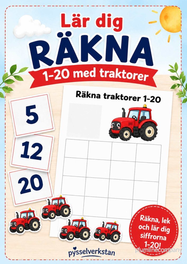 Lär dig räkna 1–20 med traktorer Lär dig räkna 1–20 med traktorer