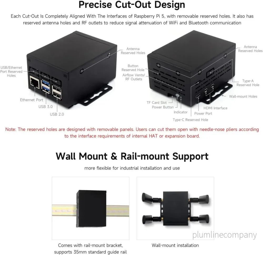 Waveshare industriellt metallchassi (D) för Raspberry Pi 5 - Bild 3