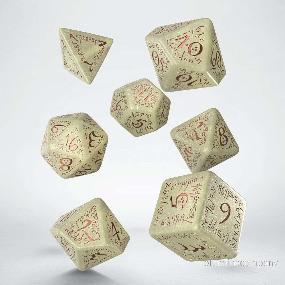 Elvish Jumbo Dice Set of 7 – Shimmering Beige & Copper Elvish Jumbo Dice Set of 7 – Shimmering Beige & Copper