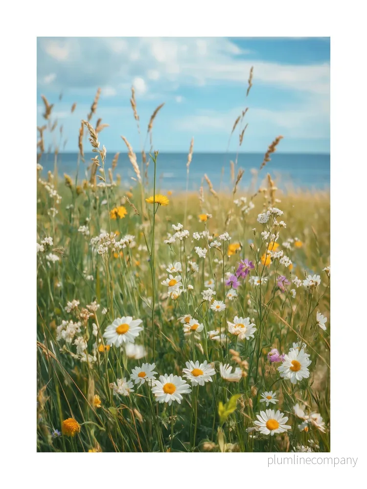 Wildflower Meadow by the Sea Poster Wildflower Meadow by the Sea Poster