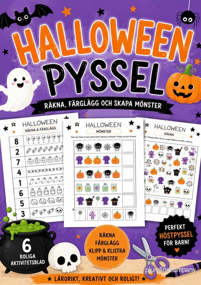 Halloweenpyssel – Räkna, färglägg och skapa mönster Halloweenpyssel – Räkna, färglägg och skapa mönster