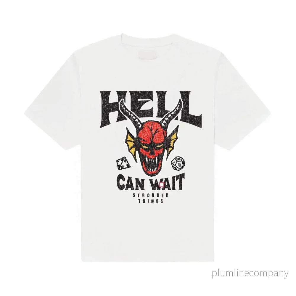 Stranger Things T-Shirt Hell Can Wait (Vit) Stranger Things T-Shirt Hell Can Wait (Vit)
