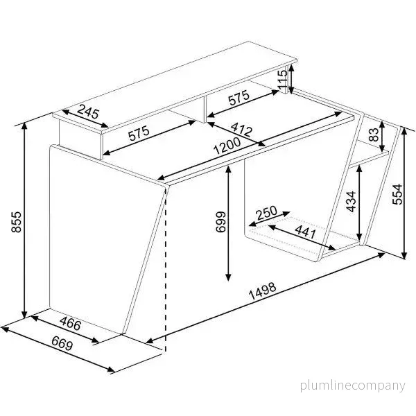 Gamingbord Yannick 150x70x85cm - Bild 2