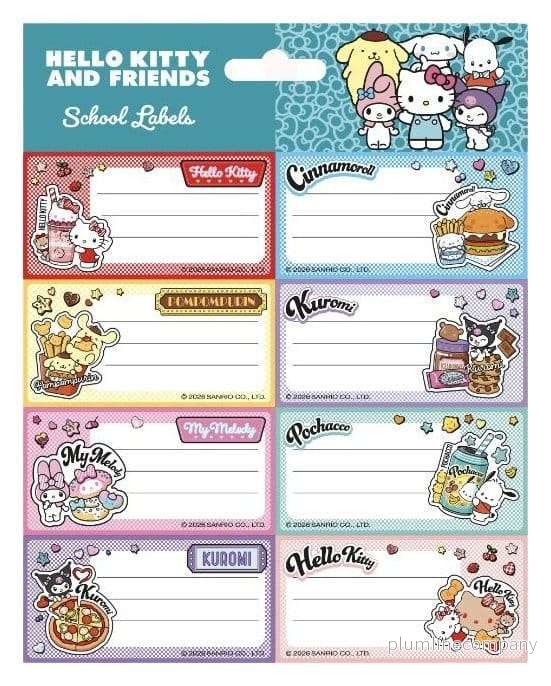 Hello Kitty and Friends skol-etiketter – American Diner Version Hello Kitty and Friends skol-etiketter – American Diner Version