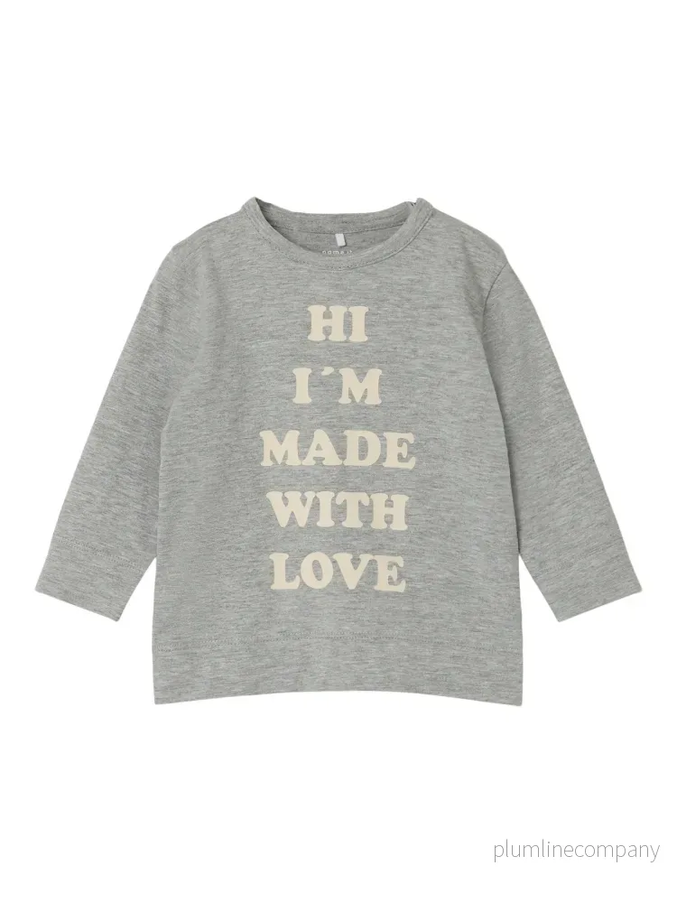 SISTA CHANSEN - Baby t-shirt - NBMLARA LS TOP - Grey Melange