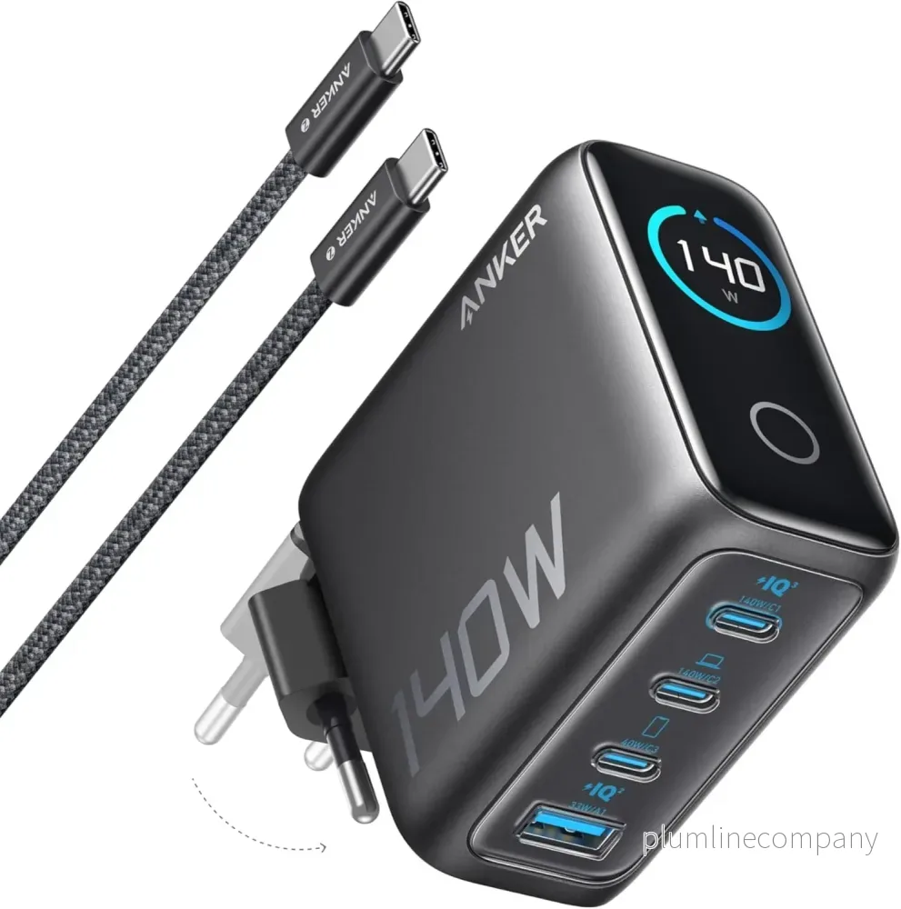 Anker 140W USB-C 4-Port Multi-Devices GaN-laddare, Touch Control, kompatibel med MacBook, iPhone 17/16/15, Samsung, Pixel och fler