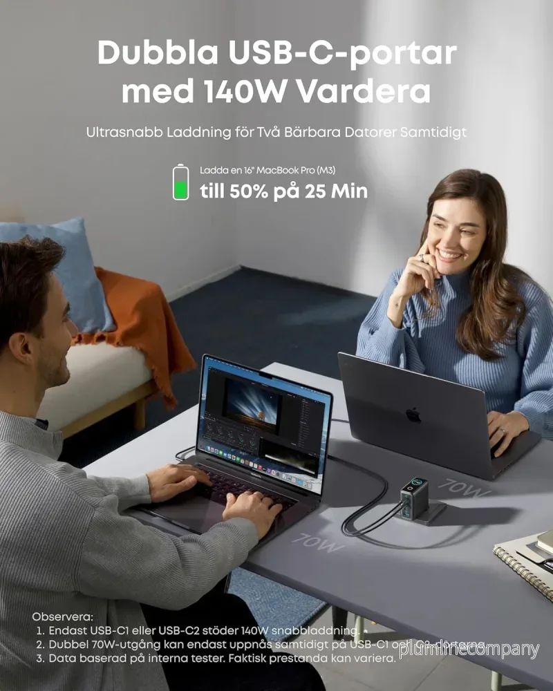 Anker 140W USB-C 4-Port Multi-Devices GaN-laddare, Touch Control, kompatibel med MacBook, iPhone 17/16/15, Samsung, Pixel och fler - Bild 3