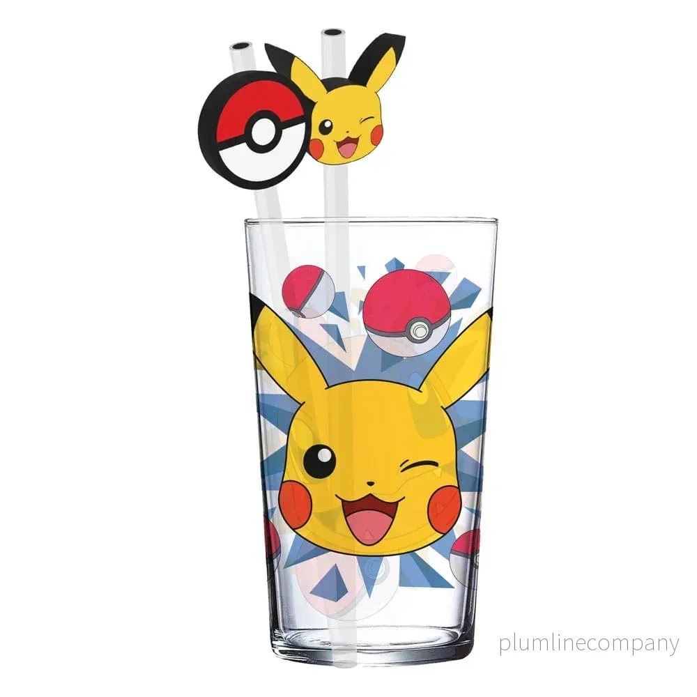 Pokémon Glas Tumbler med Sugrör Pikachu 485 ml Pokémon Glas Tumbler med Sugrör Pikachu 485 ml