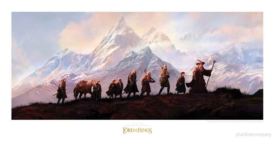 Lord of the Rings Konsttryck Sällskapet från Ringen: 20-årsjubileum 59 x 30 cm - Bild 2
