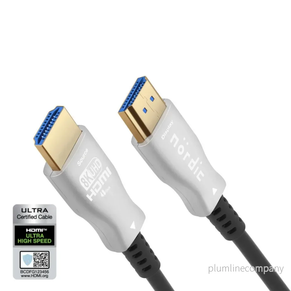 NÖRDIC CERTIFIED 10m Ultra High Speed HDMI 2.1 aktiv AOC Optisk Fiberkabel 8K 60Hz 4K 120Hz 48Gbps Dynamic HDR, eARC, VRR kompatibel NÖRDIC CERTIFIED 10m Ultra High Speed HDMI 2.1 aktiv AOC Optisk Fiberkabel 8K 60Hz 4K 120Hz 48Gbps Dynamic HDR, eARC, VRR kompatibel