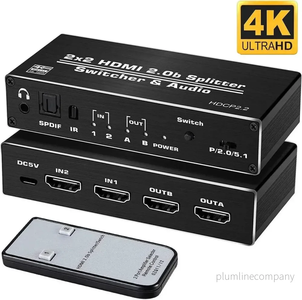 NÖRDIC HDMI 4K 60Hz Switch-Splitter 2×2 Audio SPDIF/Stereo med fjärrkontroll NÖRDIC HDMI 4K 60Hz Switch-Splitter 2×2 Audio SPDIF/Stereo med fjärrkontroll
