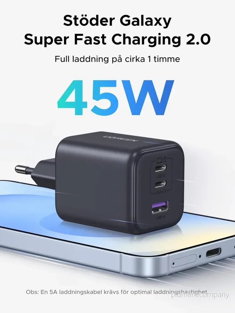 UGREEN 45W USB-C Laddare 3-portar, PPS snabbladdare - Bild 2