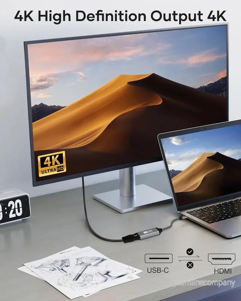 NÖRDIC USB C till HDMI adapter 4K i 30Hz 10cm svart - Bild 2