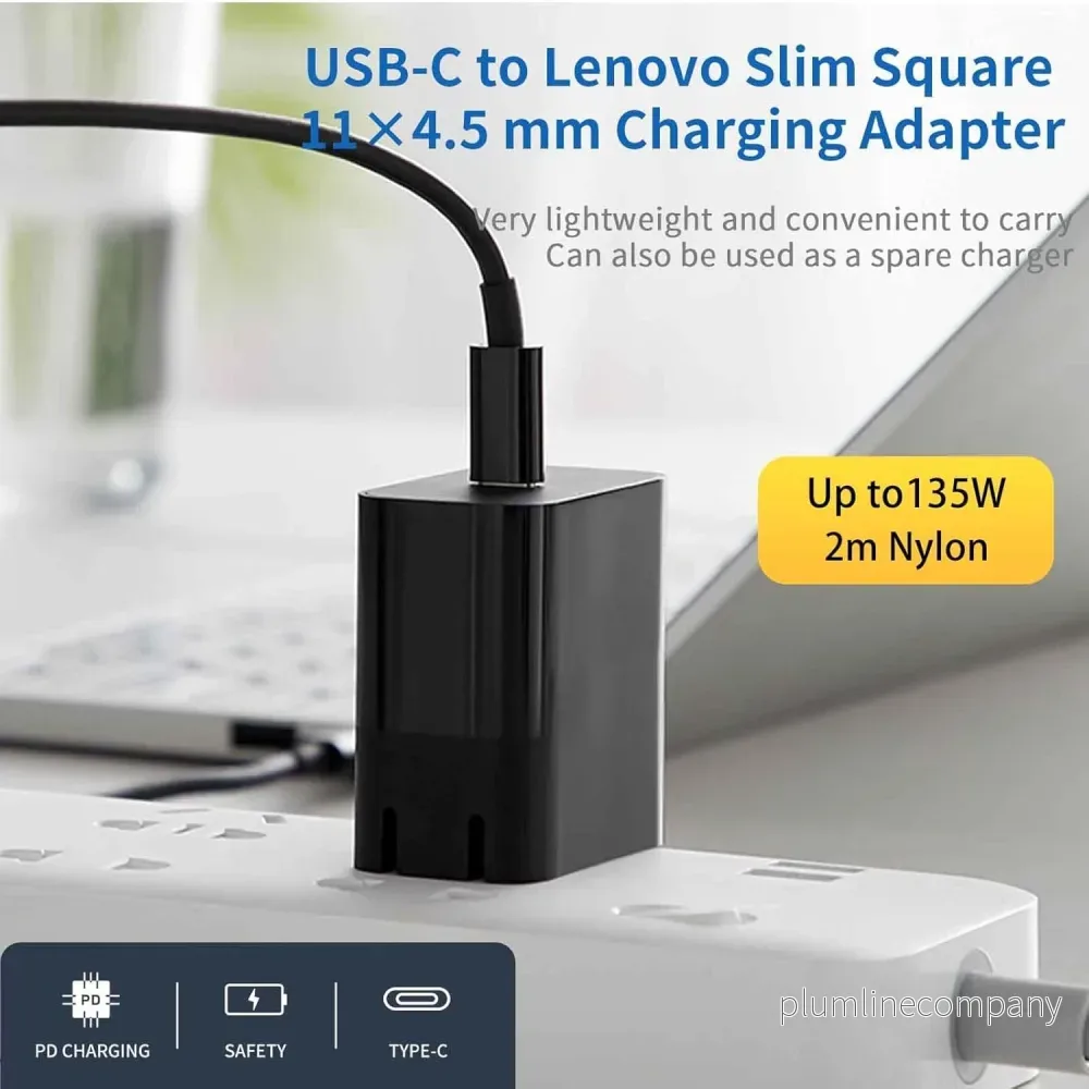 NÖRDIC USB-C till Lenovo Yellow Square kabel 135W 2m - Bild 2