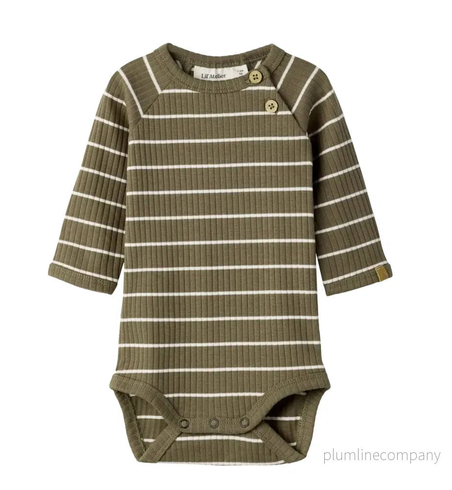Ribbad randig body - NBMKAIL LS SLIM BODY LIL NOOS - Shitake