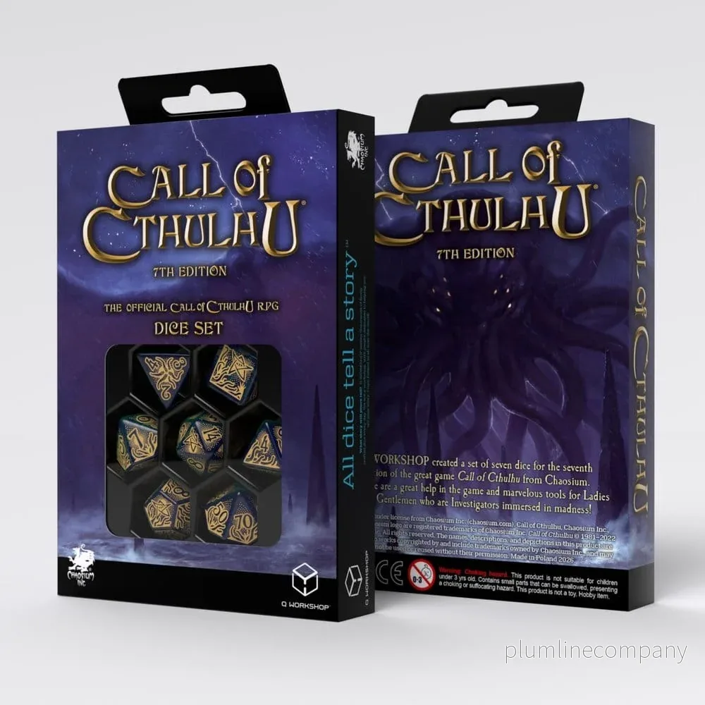 Call of Cthulhu 7:e Utgåvan Tärningsset med 7 Blå-gröna och Guld - Bild 2