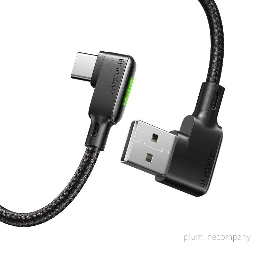 Mcdodo CA-7520 USB C till USB A vinklad kabel för snabbladdning och synk med LED 1,2m - Bild 2