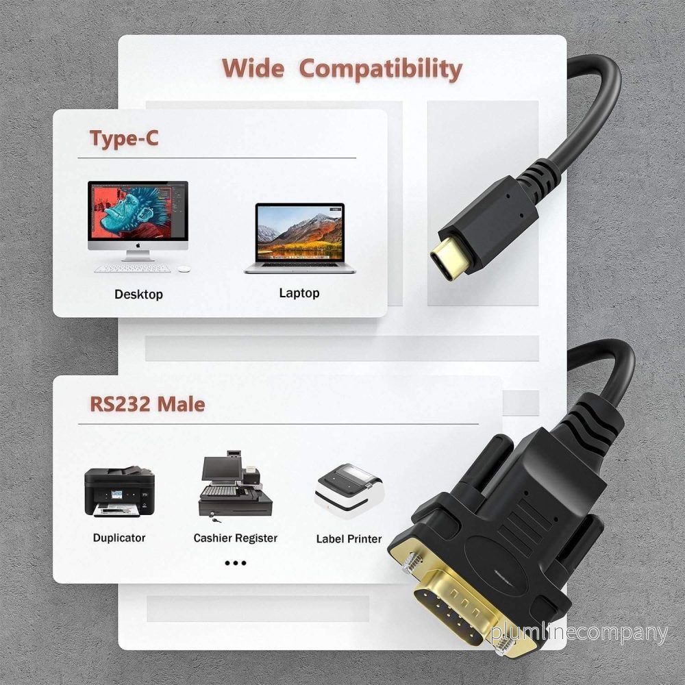NÖRDIC USB-C till seriell DB9 RS232 1,8m - Bild 2
