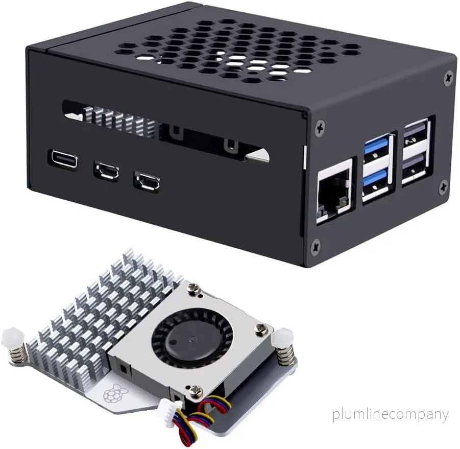 NÖRDIC Raspberry Pi 5-chassi med Pi5-officiell aktiv kylare, stöd för PCIe M.2 NVMe SSD