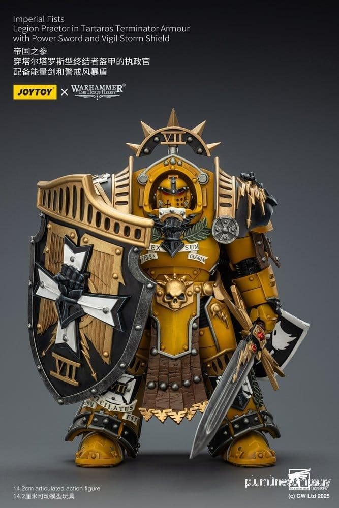 Warhammer Imperial Fists Action Figur Legion Praetor i Tartaros Terminator Rustning med Kraftsvärd och Vigil Stormsköld 14 cm - Bild 3
