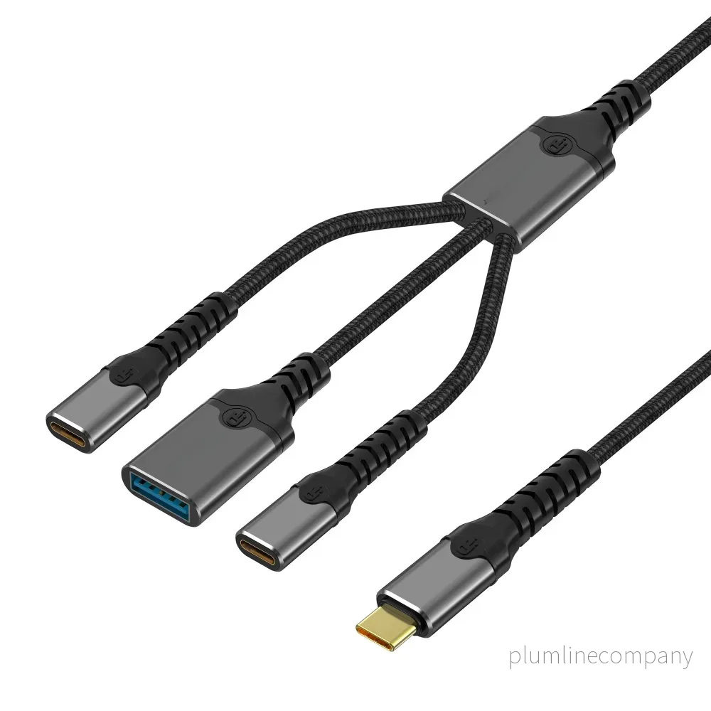 NÖRDIC USB-C Hubb till 1xUSB-C PD60W 1xUSB-C 1xUSB-A