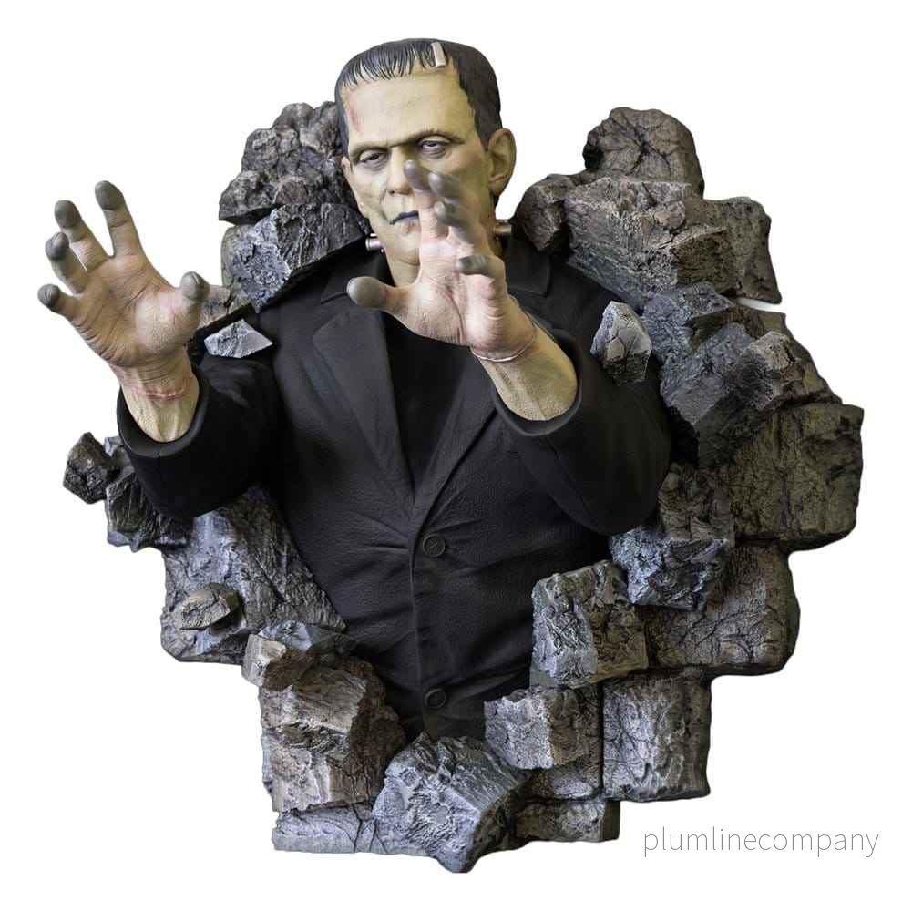 Frankenstein Väggskulptur 48 cm – Halvskalig detaljerad hyllning till Boris Karloff