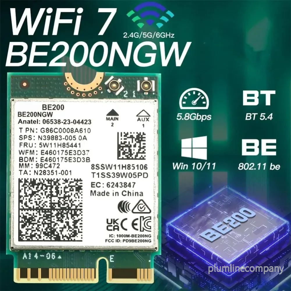 NÖRDIC WiFi 7 PCIe x1 trådlöst nätverkskort med Intel BE200-chipset, 8800 Mbps, Bluetooth 5.4 - Bild 3